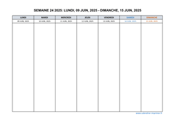 semaine 24 2025 dates et calendrier