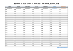 semaine 25 2025 dates et calendrier