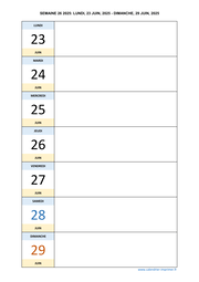 semaine 26 2025 dates et calendrier