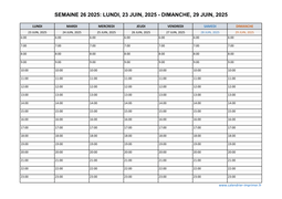 semaine 26 2025 dates et calendrier
