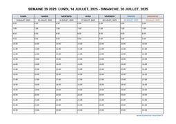 semaine 29 2025 dates et calendrier