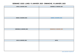 semaine 3 2025 dates et calendrier