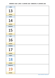semaine 3 2025 dates et calendrier
