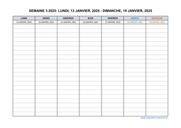 semaine 3 2025 dates et calendrier