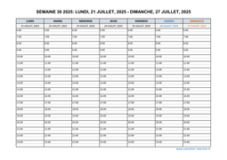 semaine 30 2025 dates et calendrier