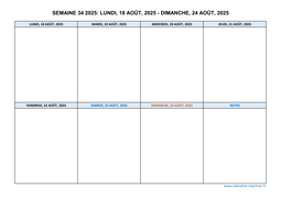 semaine 34 2025 dates et calendrier