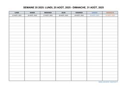 semaine 35 2025 dates et calendrier