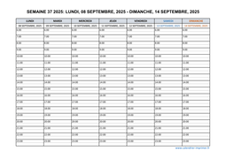 semaine 37 2025 dates et calendrier