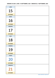 semaine 38 2025 dates et calendrier