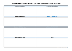 semaine 4 2025 dates et calendrier