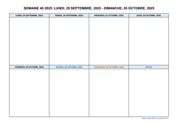semaine 40 2025 dates et calendrier