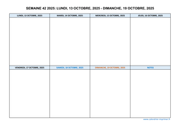 semaine 42 2025 dates et calendrier