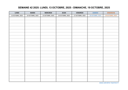 semaine 42 2025 dates et calendrier