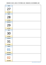 semaine 44 2025 dates et calendrier