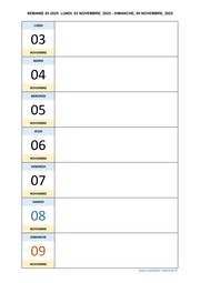 semaine 45 2025 dates et calendrier