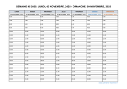 semaine 45 2025 dates et calendrier