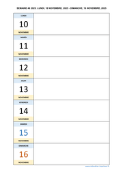 semaine 46 2025 dates et calendrier