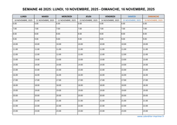 semaine 46 2025 dates et calendrier