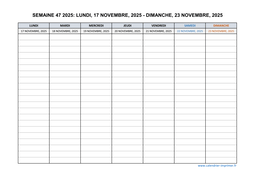 semaine 47 2025 dates et calendrier