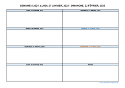 semaine 5 2025 dates et calendrier
