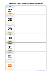 semaine 5 2025 dates et calendrier