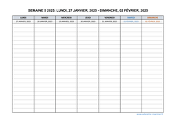 semaine 5 2025 dates et calendrier