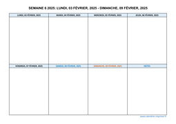 semaine 6 2025 dates et calendrier