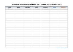 semaine 6 2025 dates et calendrier