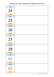 semaine 9 2025 dates et calendrier