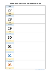 semaine 18 2026 dates et calendrier