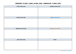 semaine 19 2026 dates et calendrier