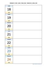 semaine 21 2026 dates et calendrier