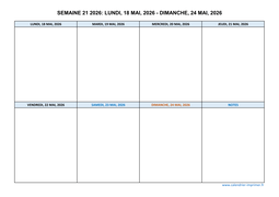semaine 21 2026 dates et calendrier