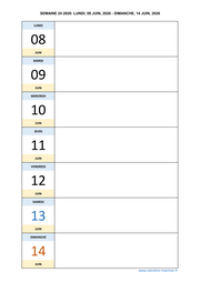 semaine 24 2026 dates et calendrier