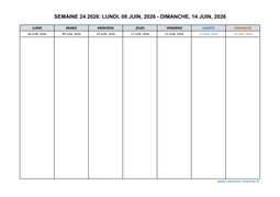 semaine 24 2026 dates et calendrier