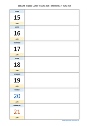 semaine 25 2026 dates et calendrier