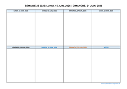 semaine 25 2026 dates et calendrier