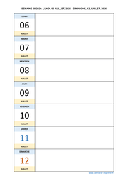 semaine 28 2026 dates et calendrier