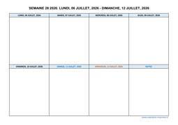 semaine 28 2026 dates et calendrier