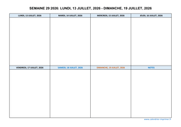 semaine 29 2026 dates et calendrier