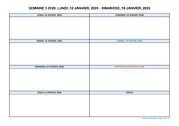semaine 3 2026 dates et calendrier