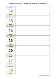 semaine 3 2026 dates et calendrier