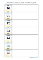 semaine 30 2026 dates et calendrier
