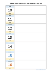 semaine 33 2026 dates et calendrier