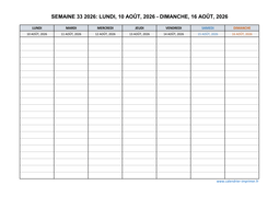 semaine 33 2026 dates et calendrier