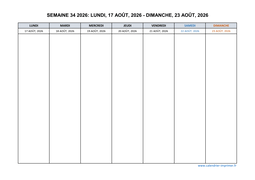 semaine 34 2026 dates et calendrier