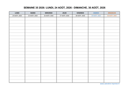 semaine 35 2026 dates et calendrier