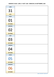 semaine 36 2026 dates et calendrier