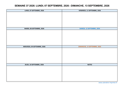 semaine 37 2026 dates et calendrier