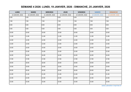 semaine 4 2026 dates et calendrier
